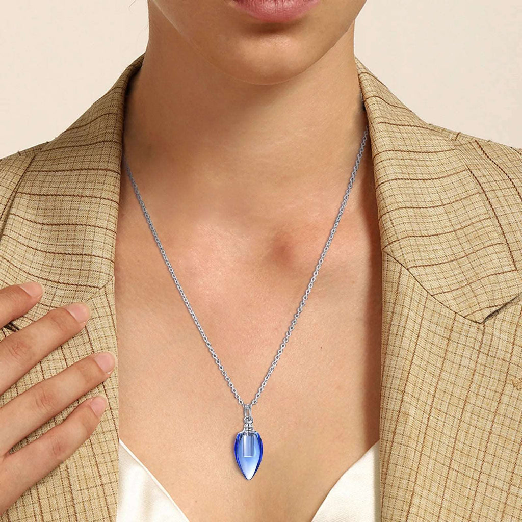 Glass Urn Necklace Pendant for Ashes Cremation , Teardrop Pendant, Pet Ashes Keepsake Dog Cremation Memorial Jewelry