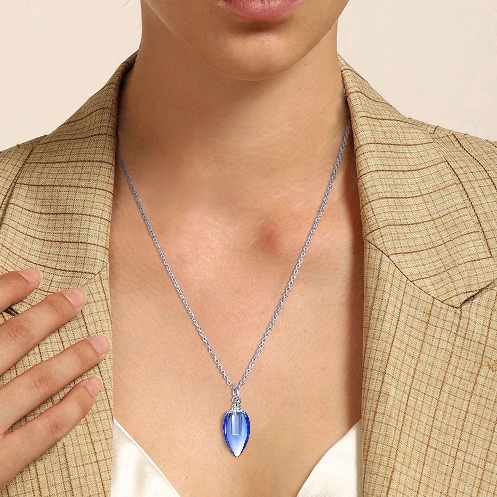 Glass Urn Necklace Pendant for Ashes Cremation , Teardrop Pendant, Pet Ashes Keepsake Dog Cremation Memorial Jewelry