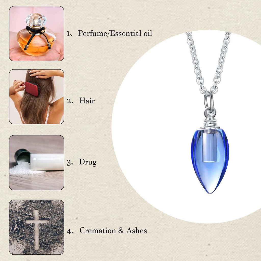 Glass Urn Necklace Pendant for Ashes Cremation , Teardrop Pendant, Pet Ashes Keepsake Dog Cremation Memorial Jewelry