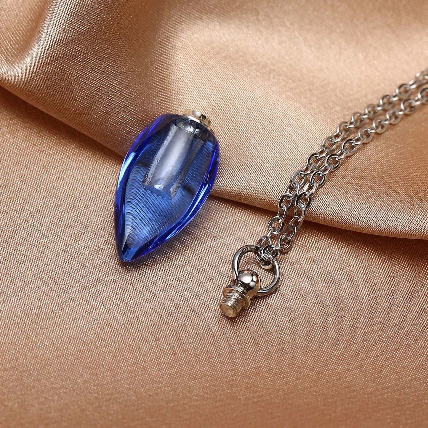 Glass Urn Necklace Pendant for Ashes Cremation , Teardrop Pendant, Pet Ashes Keepsake Dog Cremation Memorial Jewelry