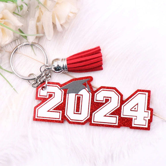 MD151KH1293 1piece New product CN Class of 2024 Graduation Acrylic Keychain | Pretty N Pink Hair & More