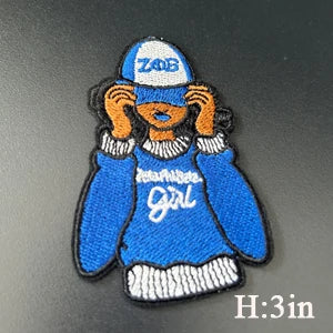 Stock Embroidery Blue Zeta Symbol 1920 Zeta Phi Beta Sorority Iron on Patch for Shoes and Jacket