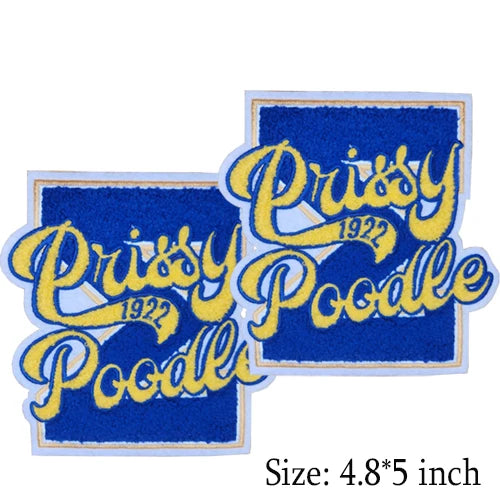 "I Am Rhoyalty" Sorority Sigma Gamma Rho Chenille Prissy Poodle Sigma Hand Sign Ladies of Greek iron on patches for Garment