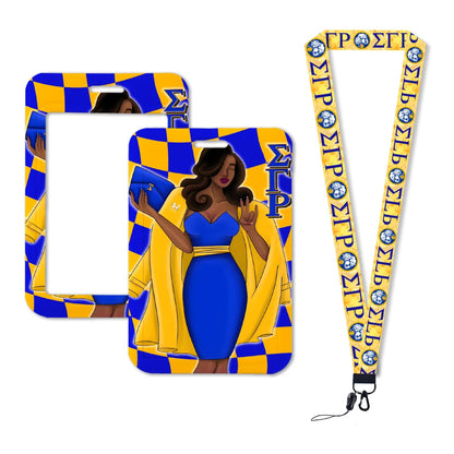 Sigma Gamma Rho sodality  ID Card Holders Lanyard Anime Credit Card Badge Holder Girl Retractable Clip Business Cardholder Key