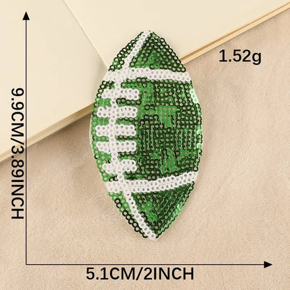 Embroidered Patches Sequined Rugby Football Iron-On 9.9*5.1CM Appliques Decorative Accessories Handcraft DIY