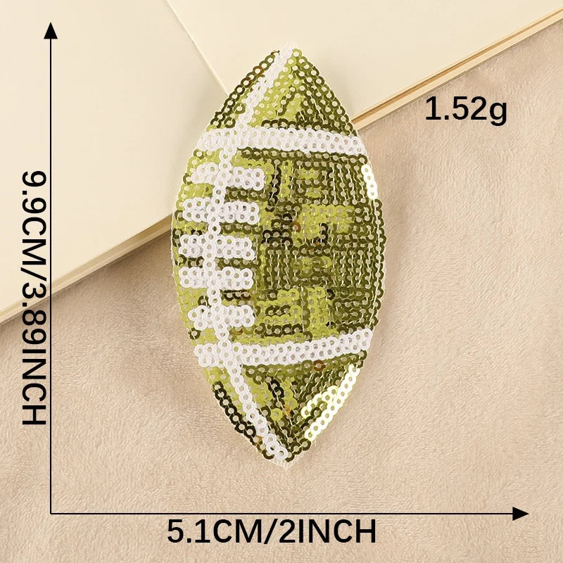 Embroidered Patches Sequined Rugby Football Iron-On 9.9*5.1CM Appliques Decorative Accessories Handcraft DIY