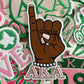 Iron on Embroidery Patches for Soror Girls, Alpha Kappa Alpha Sorority, Pink &Green AKA, Pretty Girl, SkeeWee, Ivy Leaf