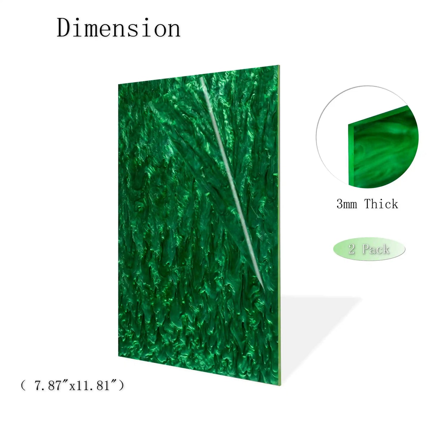 Bottle Green pearl Pattern Cast Acrylic Sheet 3MM Thickness 2 Pieces marble 100% virgin material Friendly and odorless