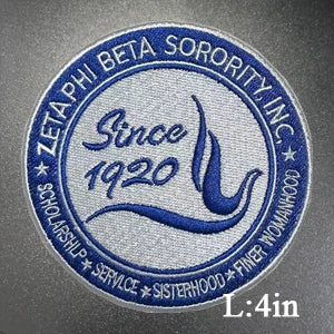 Stock Embroidery Blue Zeta Symbol 1920 Zeta Phi Beta Sorority Iron on Patch for Shoes and Jacket