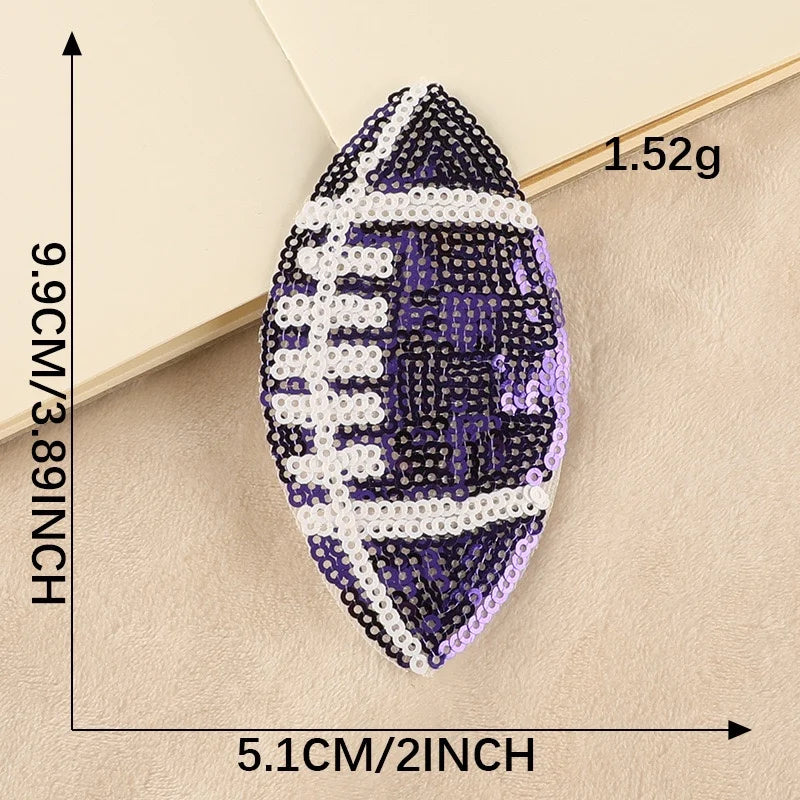 Embroidered Patches Sequined Rugby Football Iron-On 9.9*5.1CM Appliques Decorative Accessories Handcraft DIY