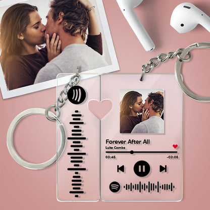 Custom Spotify Keychain With Picture Personalized Scannable Spotify Music Song Code Keychain For Couples Lover Boyfriend Gift | Inkedjoy