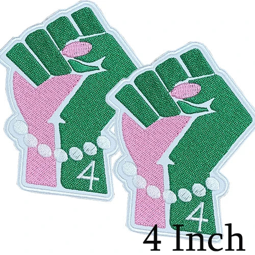 Iron on Embroidery Patches for Soror Girls, Alpha Kappa Alpha Sorority, Pink &Green AKA, Pretty Girl, SkeeWee, Ivy Leaf