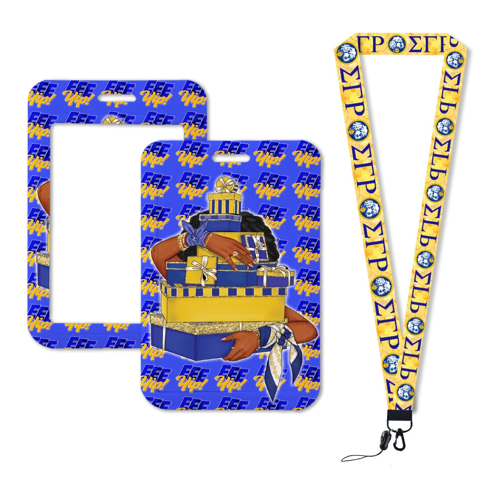 Sigma Gamma Rho sodality  ID Card Holders Lanyard Anime Credit Card Badge Holder Girl Retractable Clip Business Cardholder Key