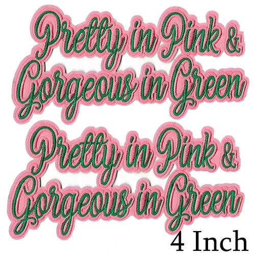 Iron on Embroidery Patches for Soror Girls, Alpha Kappa Alpha Sorority, Pink &Green AKA, Pretty Girl, SkeeWee, Ivy Leaf