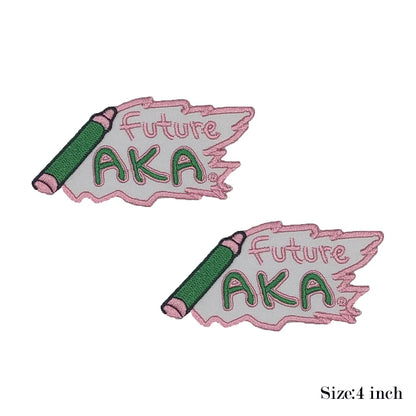 Iron on Embroidery Patches for Soror Girls, Alpha Kappa Alpha Sorority, Pink &Green AKA, Pretty Girl, SkeeWee, Ivy Leaf