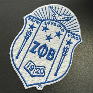 Stock Embroidery Blue Zeta Symbol 1920 Zeta Phi Beta Sorority Iron on Patch for Shoes and Jacket