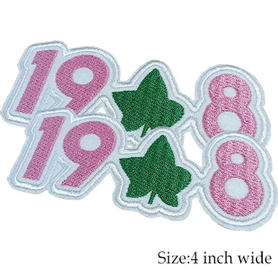 Iron on Embroidery Patches for Soror Girls, Alpha Kappa Alpha Sorority, Pink &Green AKA, Pretty Girl, SkeeWee, Ivy Leaf