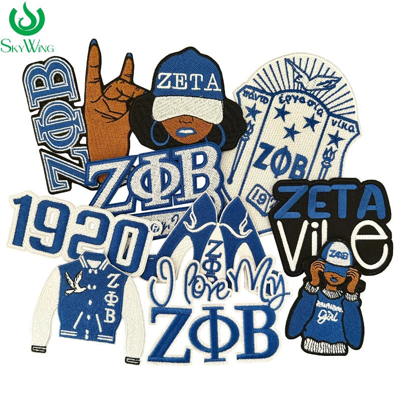 Stock Embroidery Blue Zeta Symbol 1920 Zeta Phi Beta Sorority Iron on Patch for Shoes and Jacket | Pretty N Pink Hair & More