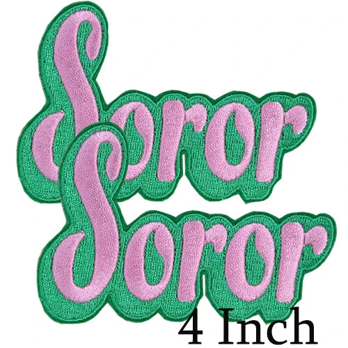 Iron on Embroidery Patches for Soror Girls, Alpha Kappa Alpha Sorority, Pink &Green AKA, Pretty Girl, SkeeWee, Ivy Leaf