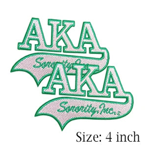 Iron on Embroidery Patches for Soror Girls, Alpha Kappa Alpha Sorority, Pink &Green AKA, Pretty Girl, SkeeWee, Ivy Leaf