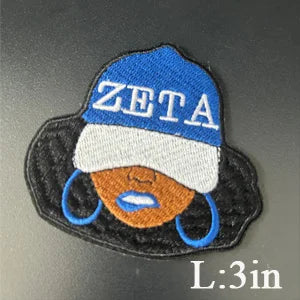 Stock Embroidery Blue Zeta Symbol 1920 Zeta Phi Beta Sorority Iron on Patch for Shoes and Jacket