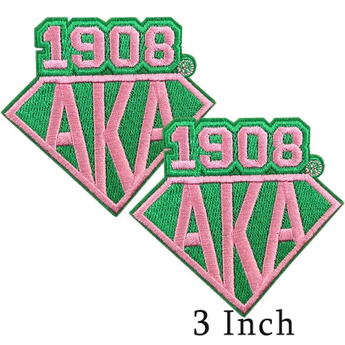 Iron on Embroidery Patches for Soror Girls, Alpha Kappa Alpha Sorority, Pink &Green AKA, Pretty Girl, SkeeWee, Ivy Leaf