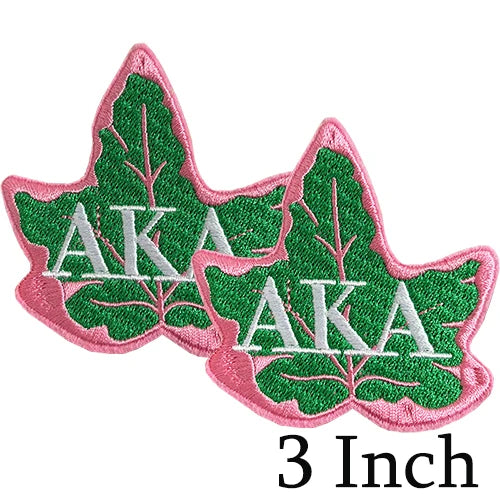 Iron on Embroidery Patches for Soror Girls, Alpha Kappa Alpha Sorority, Pink &Green AKA, Pretty Girl, SkeeWee, Ivy Leaf