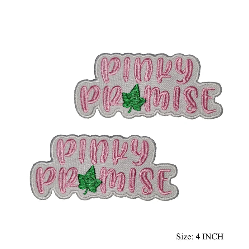 Iron on Embroidery Patches for Soror Girls, Alpha Kappa Alpha Sorority, Pink &Green AKA, Pretty Girl, SkeeWee, Ivy Leaf