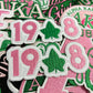 Iron on Embroidery Patches for Soror Girls, Alpha Kappa Alpha Sorority, Pink &Green AKA, Pretty Girl, SkeeWee, Ivy Leaf