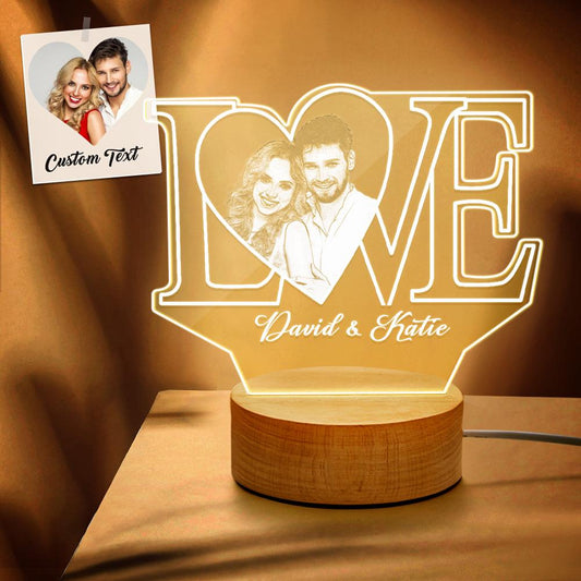 Personalized LOVE 3D Acrylic Night Light with Text & Photo | Inkedjoy