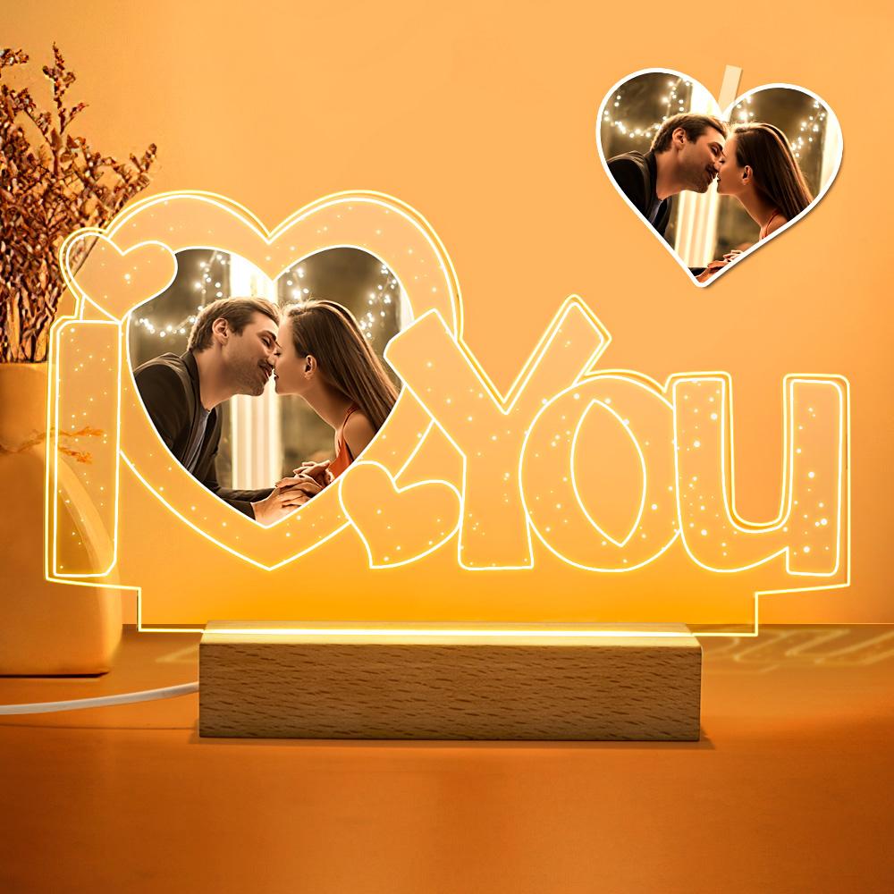 Custom Acrylic Lamp Personalized I Love You Photo Night Light | Inkedjoy