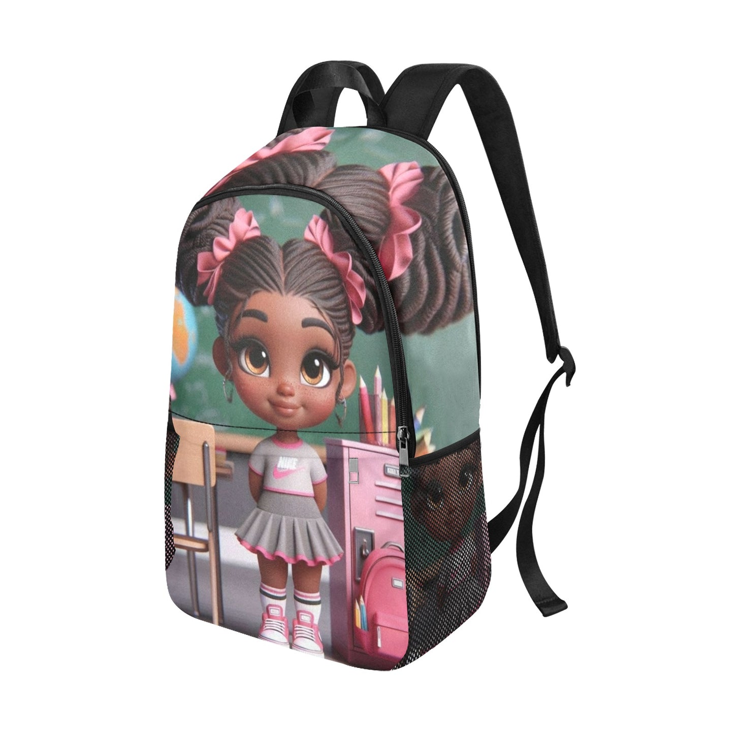 Pretty N Pink AA Girl Backpack Fabric Backpack with Side Mesh Pockets