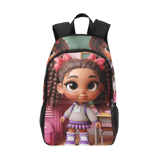 Latina Girl at Locker Backpack Fabric Backpack with Side Mesh Pockets