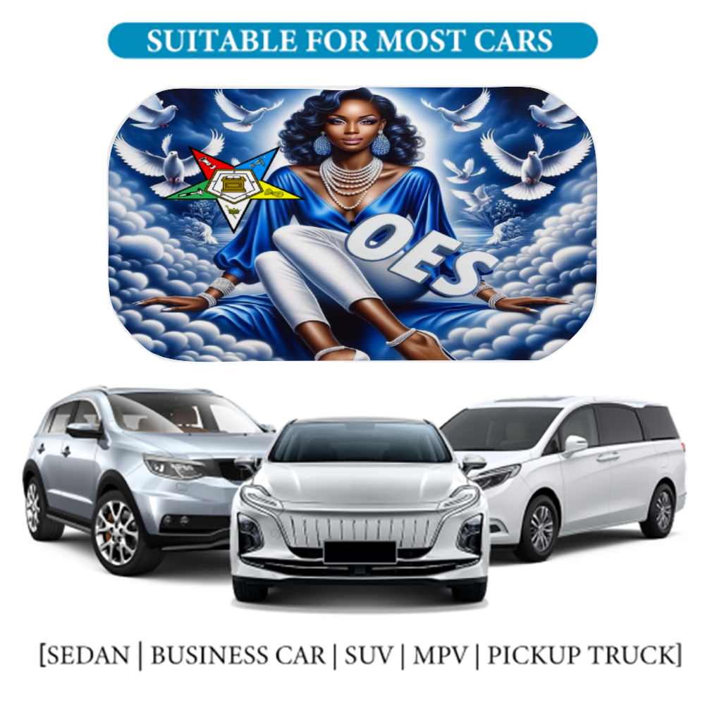 Blue Sky, OES, Sisterhood, Eastern Star, Sorority, Sistar, Masonic, Masonry Car Sunshade Umbrella Lightweight and Portable Cover Foldable Auto Protection Accessories