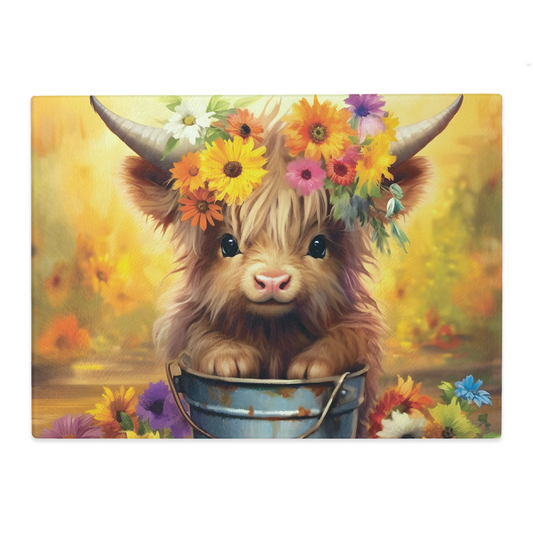 Baby Highland Cow Glass Cutting Boards | Pretty N Pink Hair & More
