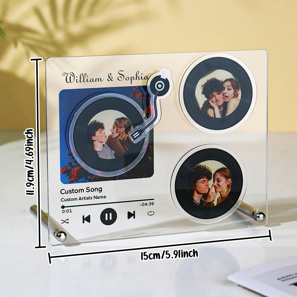 Personalized photo vinyl record plaque with NFC, acrylic gift for lovers