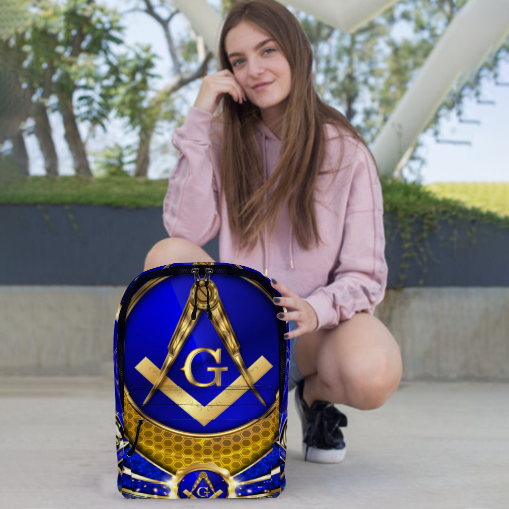 Master Mason, Masonry, Masonic, PHA, Scottish Rite, Artificial Leather Travel Backpack 12.6" x 16.9" x 6.3"