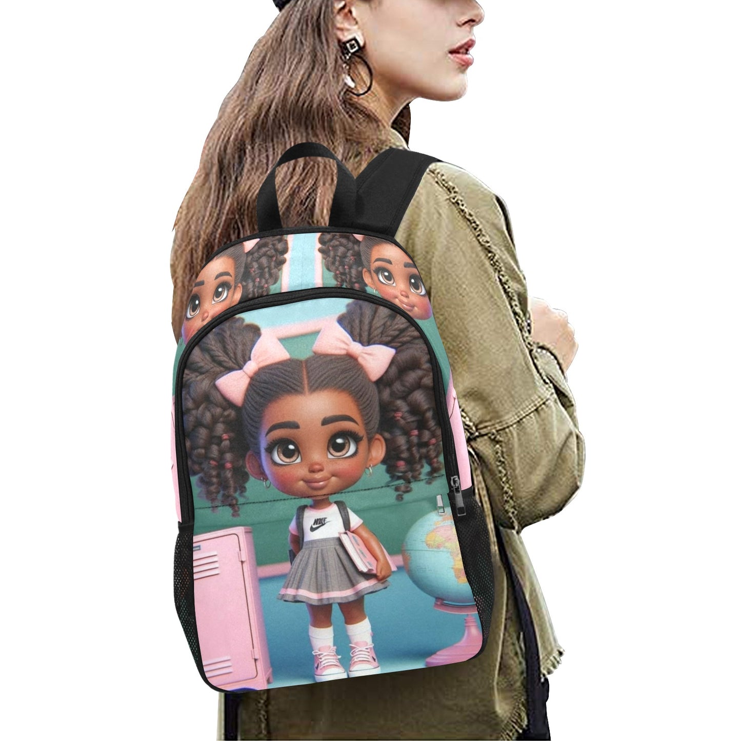 AA Girl by Lockers Backpack Fabric Backpack with Side Mesh Pockets