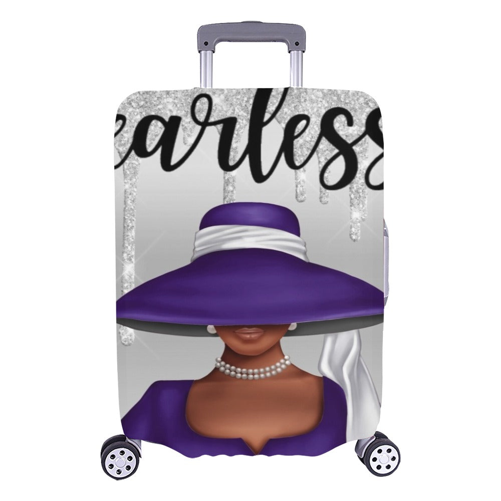 Purple and Silver She Is Fearless Luggage Cover/Large 26"-28" | Luggage Cover (Large) | e-joyer