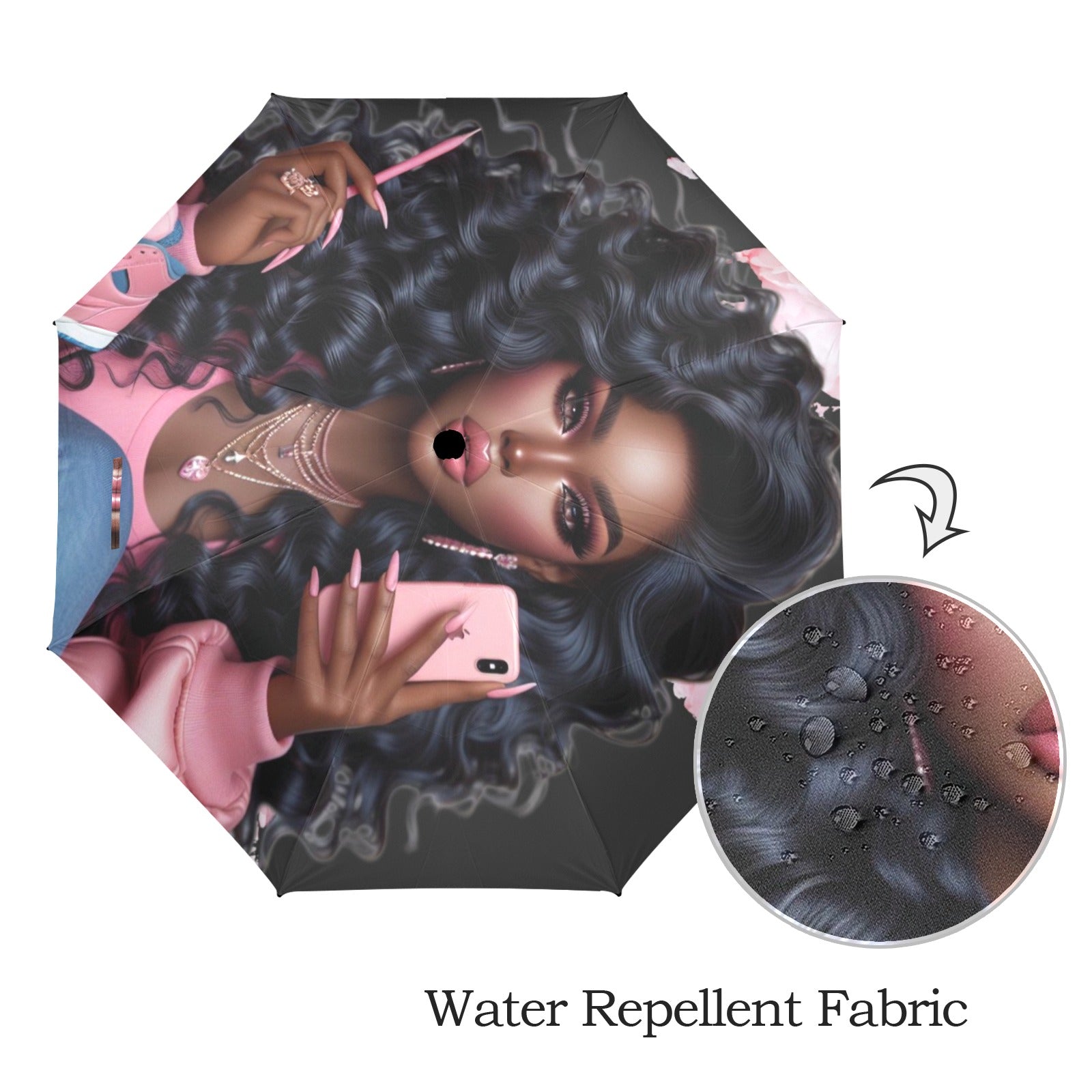 Pink Princess #1 Umbrella Cover Semi-Automatic Foldable Umbrella (Model U12)