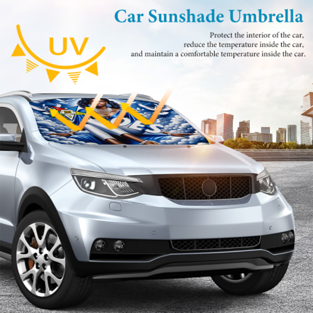 Blue Sky, OES, Sisterhood, Eastern Star, Sorority, Sistar, Masonic, Masonry Car Sunshade Umbrella Lightweight and Portable Cover Foldable Auto Protection Accessories