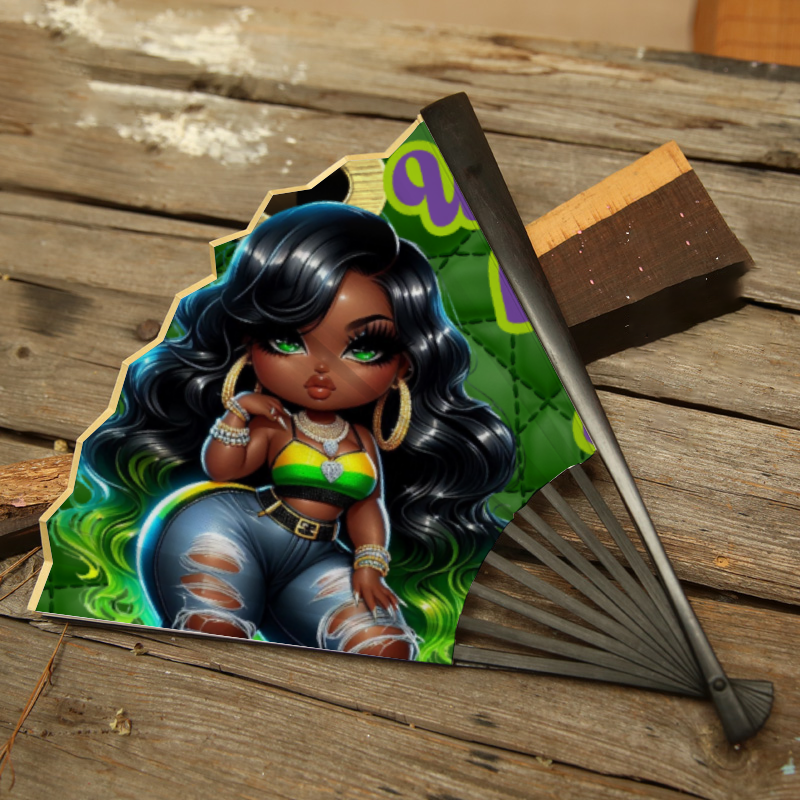 Where dem beads at? Clack Fan Retro Hand-held Folding Fan