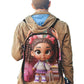 Latina Girl at Locker Backpack Fabric Backpack with Side Mesh Pockets