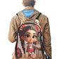 Latina Brown Girl at Locker Backpack Fabric Backpack with Side Mesh Pockets