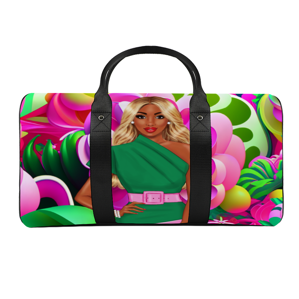 AKA Pink and Green Travel Luggage Gym Bags Duffel Bags