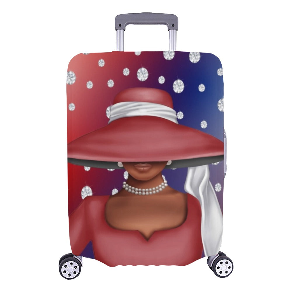 Red Blue Ombre Background diamond she is Luggage Cover/Large 26"-28" | Luggage Cover (Large) | e-joyer