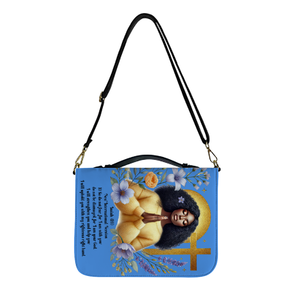 Blue & Gold ISAIAH 41:10  PU Bible Bag Strap Style Chic and Practical Fashion PU Leather Strap Bag