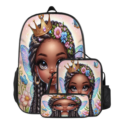 African American Girl Princess Backpack Set