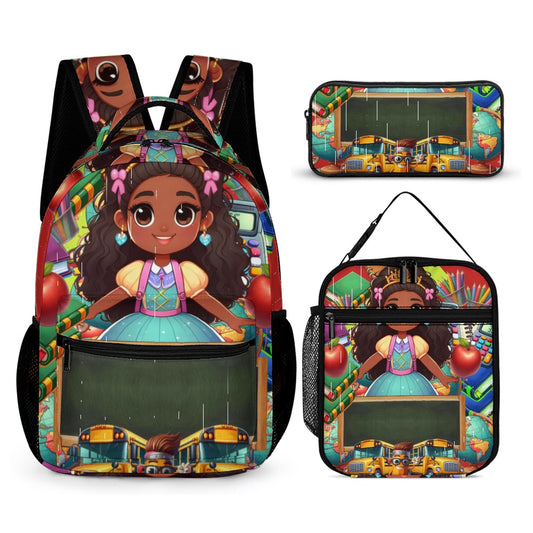 African American Princess Three piece set combination Backpack