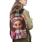 Latina Girl at Locker Backpack Fabric Backpack with Side Mesh Pockets